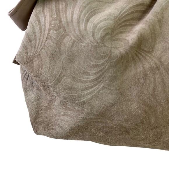 Stone Mountain Suede Embossed Swirl Print Large Double Handle Handbag Purse Bag - Picture 3 of 16